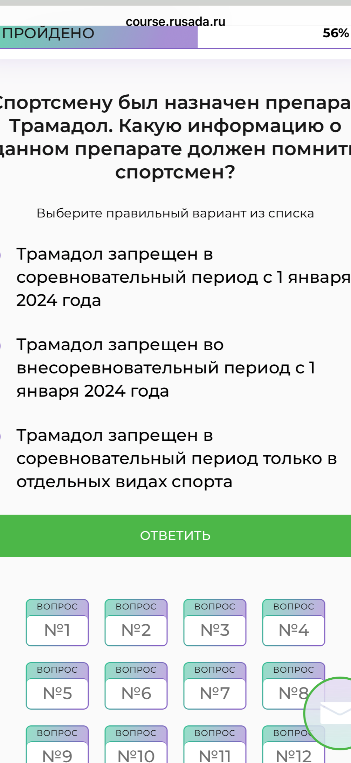 Спортсмену был назначен препарат Трамадол. Какую информацию о данном препарате должен помнить спортсмен?