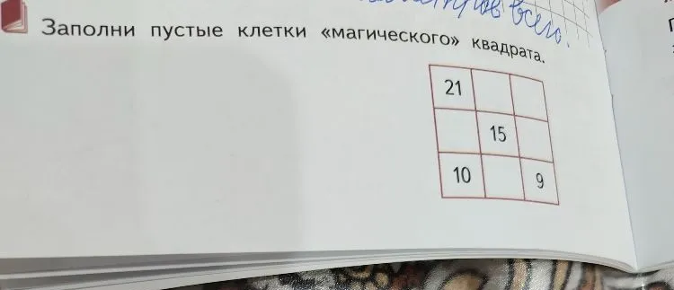 Заполни пустые клетки «магического» квадрата.