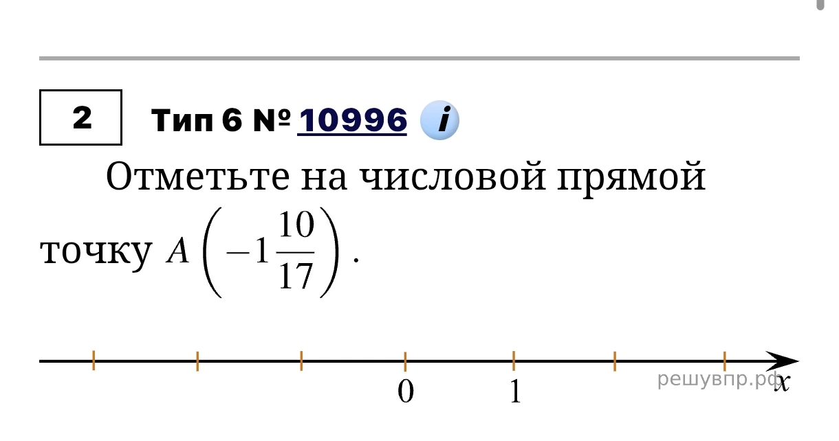 Отметьте на числовой прямой точку A(-1 10/17)
