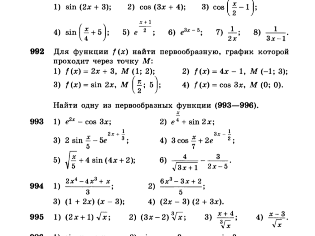 Для функции f(x) найти первообразную, график которой проходит через точку M