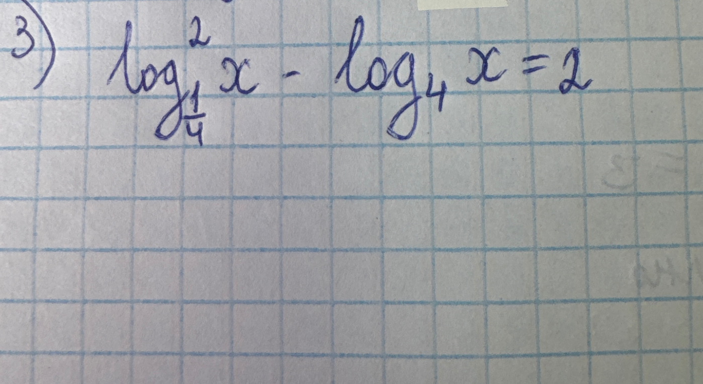 Решите уравнение $\log_{1/4}^2 x - \log_4 x = 2$