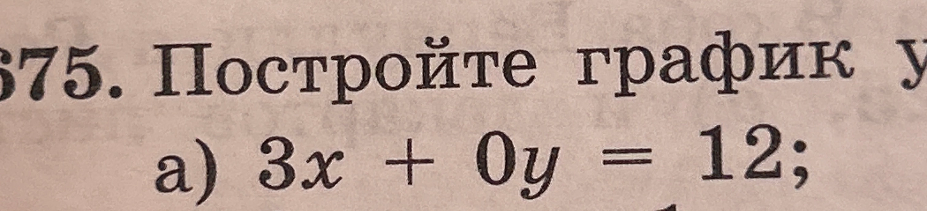 Постройте график уравнения: а) 3x + 0y = 12
