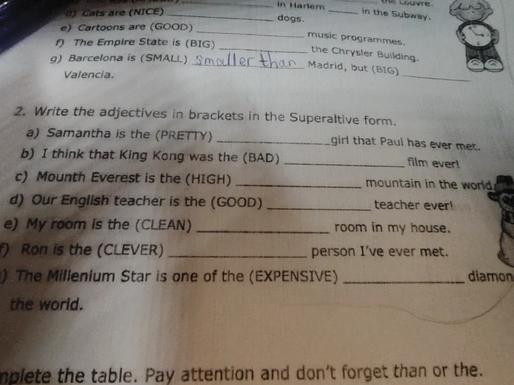 Write the adjectives in brackets in the Superlative form.