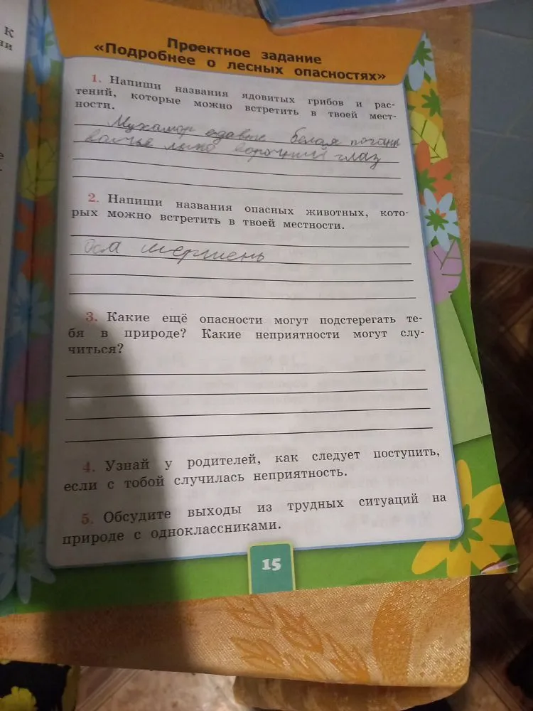 Какие ещё опасности могут подстерегать тебя в природе? Какие неприятности могут случиться?