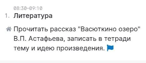Прочитать рассказ "Васюткино озеро" В.П. Астафьева, записать в тетради тему и идею произведения.