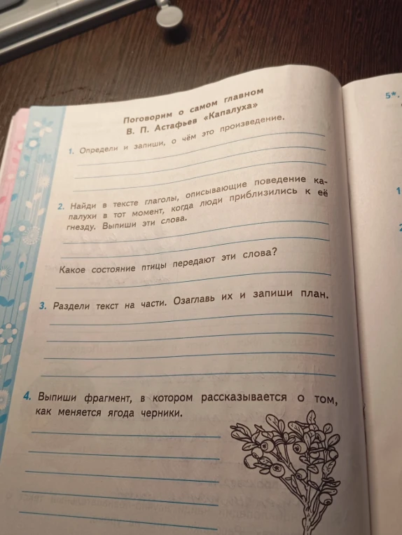 Поговорим о самом главном В. П. Астафьев «Капалуха». 1. Определи и запиши, о чём это произведение.
