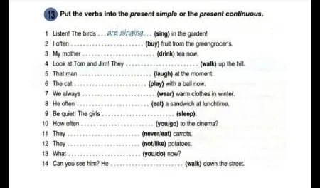 Put the verbs into the present simple or the present continuous.