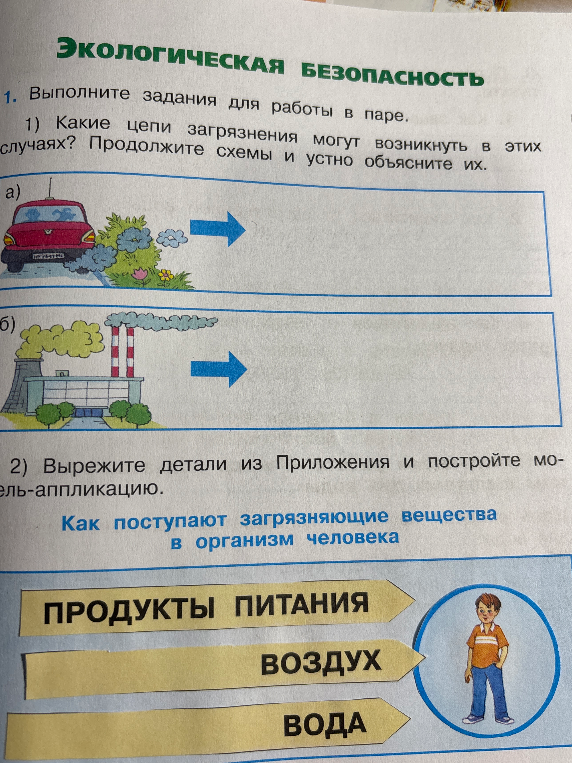Какие цепи загрязнения могут возникнуть в этих случаях? Продолжите схемы и устно объясните их.