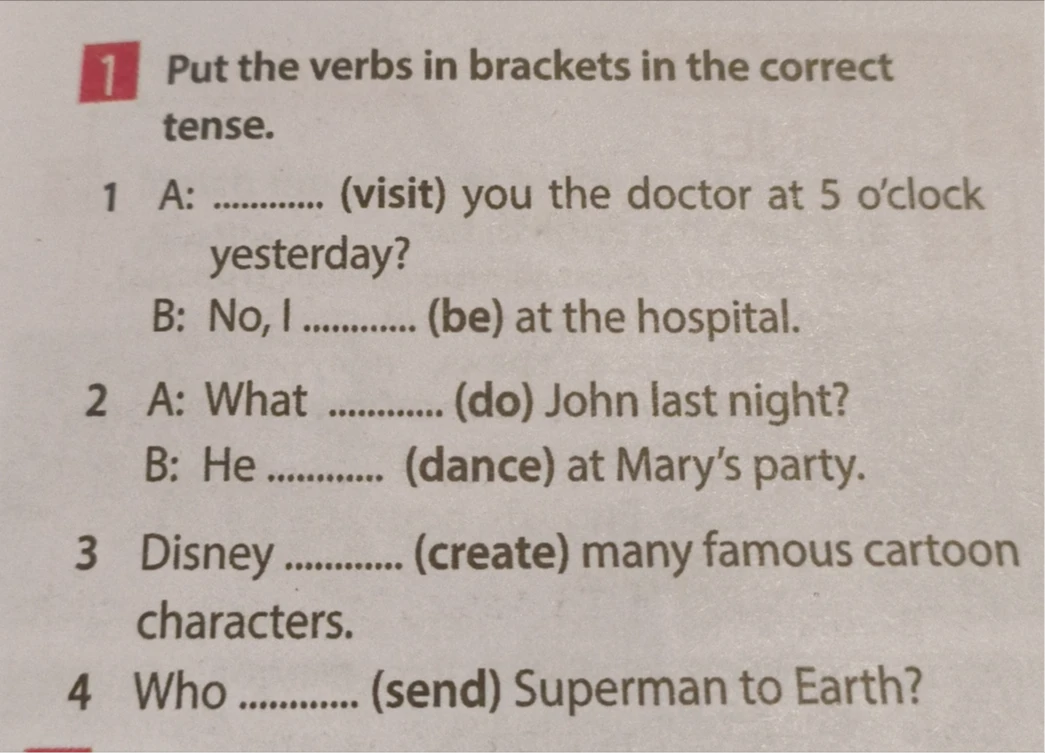 Put the verbs in brackets in the correct tense.