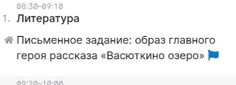 Письменное задание: образ главного героя рассказа «Васюткино озеро»