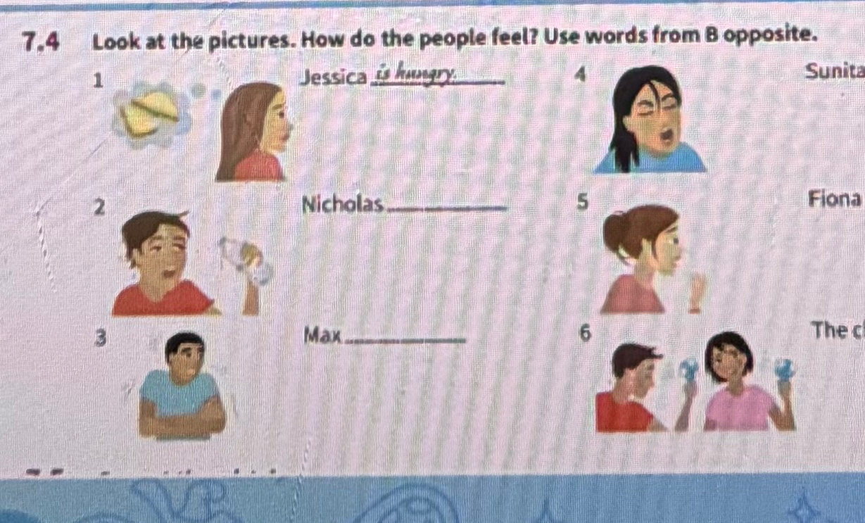 Look at the pictures. How do the people feel? Use words from B opposite.