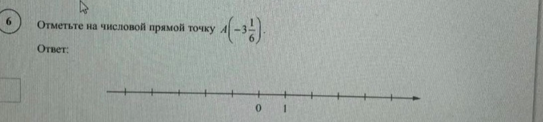 Отметьте на числовой прямой точку A(-3 1/6)