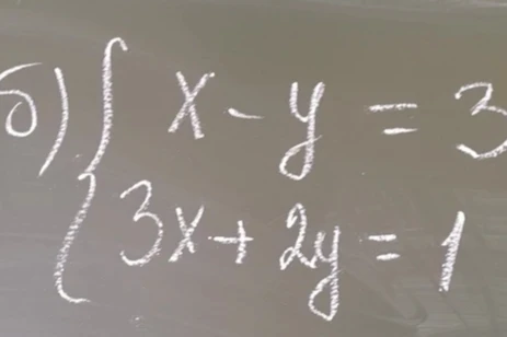 Решите систему уравнений: x - y = 3; 3x + 2y = 1