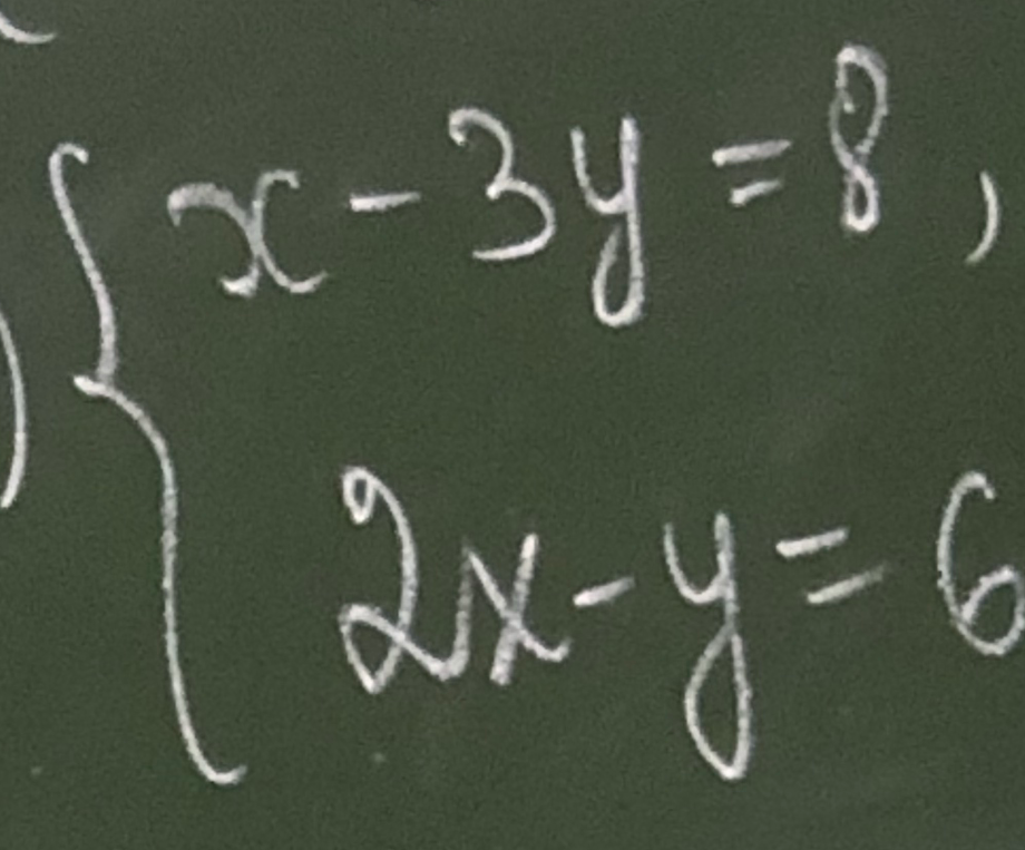 Решите систему уравнений: x - 3y = 8, 2x - y = 6