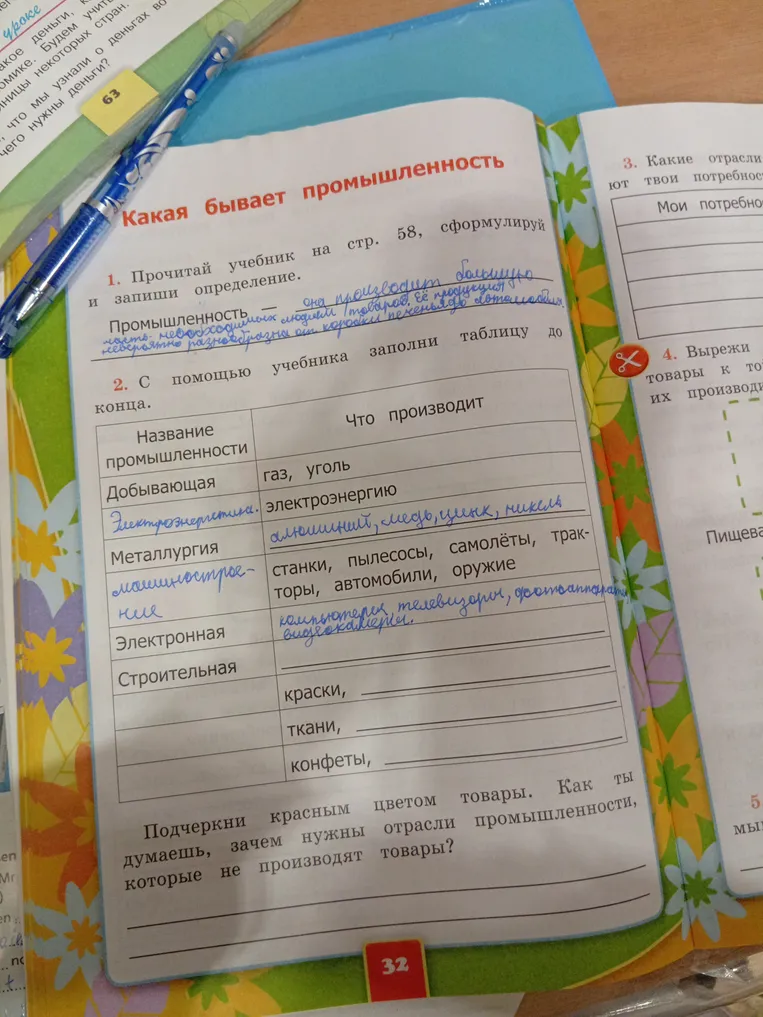 Какая бывает промышленность. С помощью учебника заполни таблицу до конца.