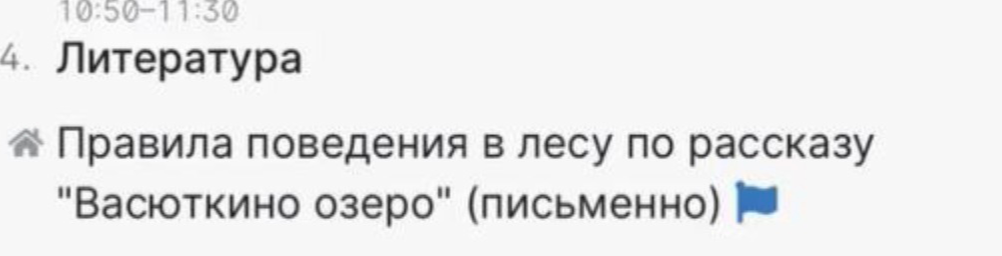 Правила поведения в лесу по рассказу "Васюткино озеро" (письменно)