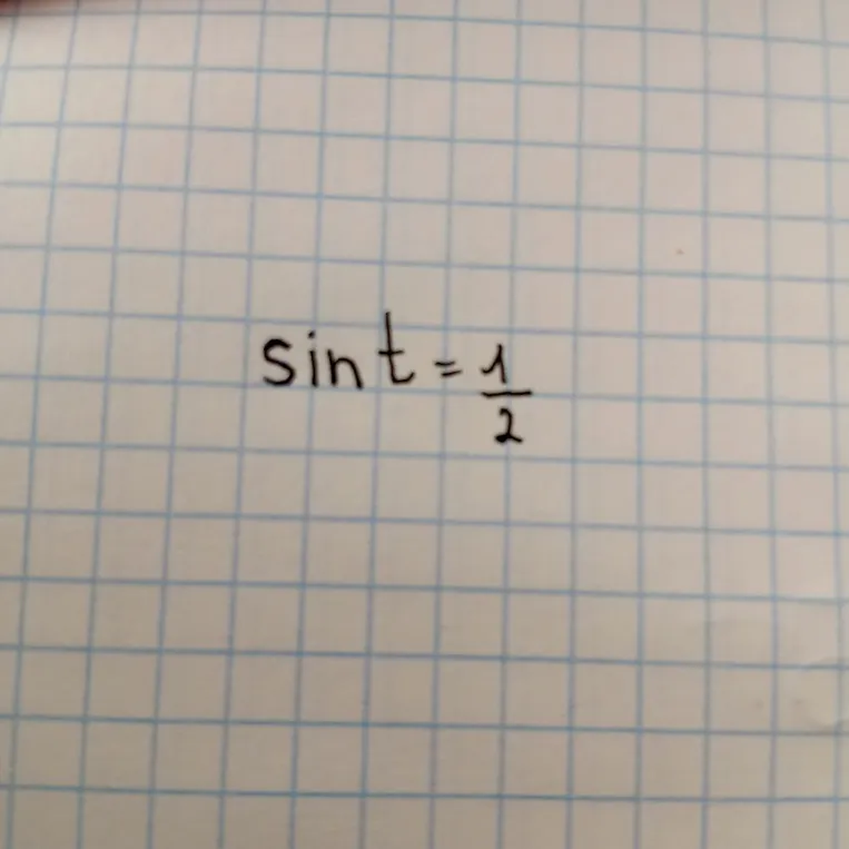 Решите уравнение sin t = 1/2