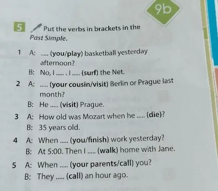 Put the verbs in brackets in the Past Simple.