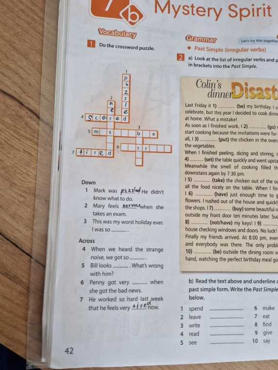 Do the crossword puzzle. Look at the list of irregular verbs and put the verbs in brackets into the Past Simple.