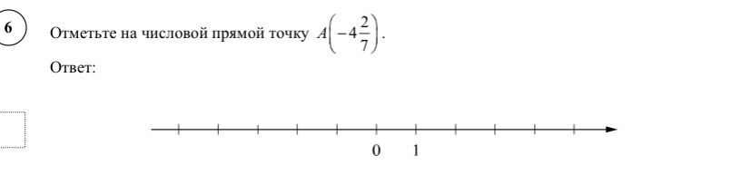 Отметьте на числовой прямой точку A(-4 2/7)