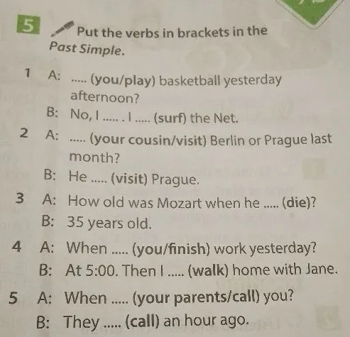 Put the verbs in brackets in the Past Simple.