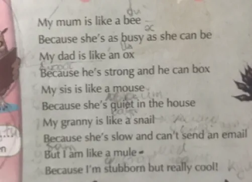 Произношение стихотворения 'My mum is like a bee...'