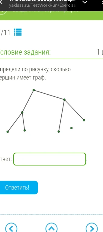 Определи по рисунку, сколько вершин имеет граф.