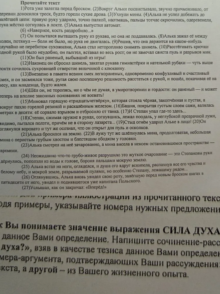 Как Вы понимаете значение выражения СИЛА ДУХА? Напишите сочинение-рассуждение, взяв в качестве тезиса данное Вами определение.