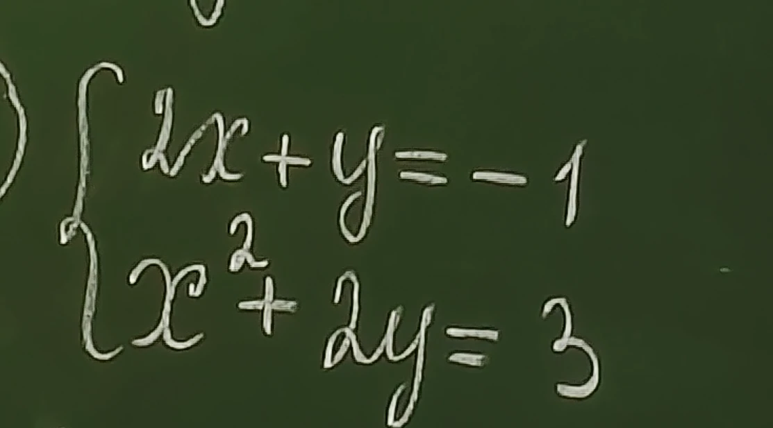 Решите систему уравнений: 2x + y = -1; x^2 + 2y = 3