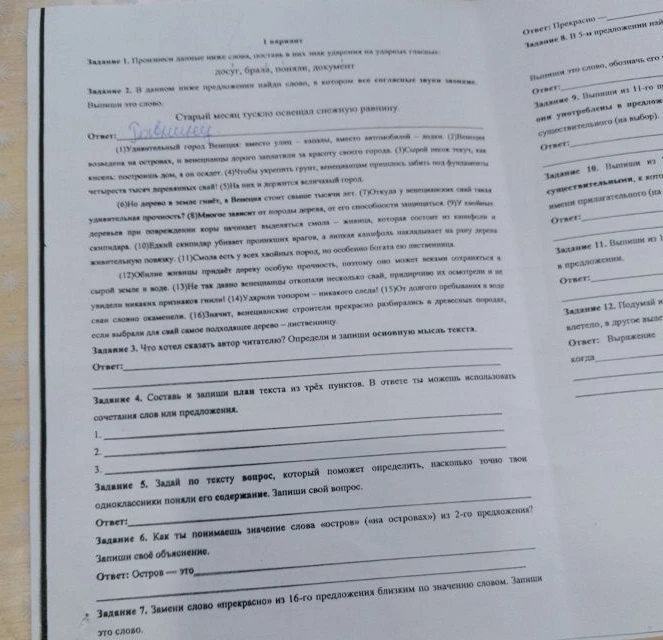 Задание 1. Произнеси данные ниже слова, поставь в них знаки ударения на ударных гласных: досуг, брала, поняли, документ.