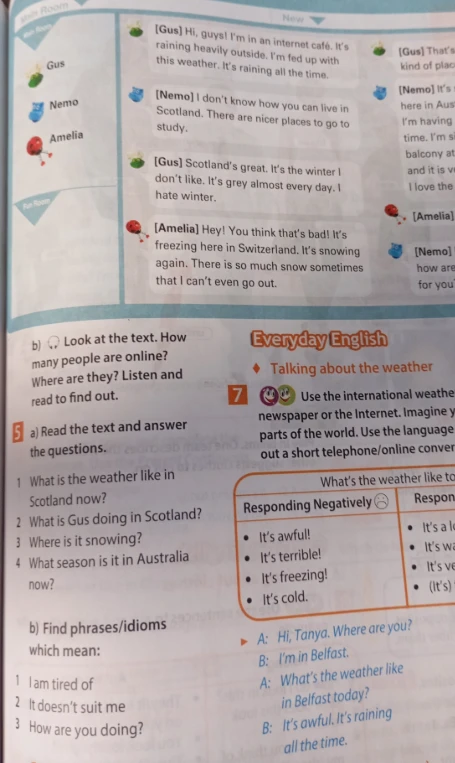 Read the text and answer the questions. Find phrases/idioms which mean: I am tired of, It doesn't suit me, How are you doing?