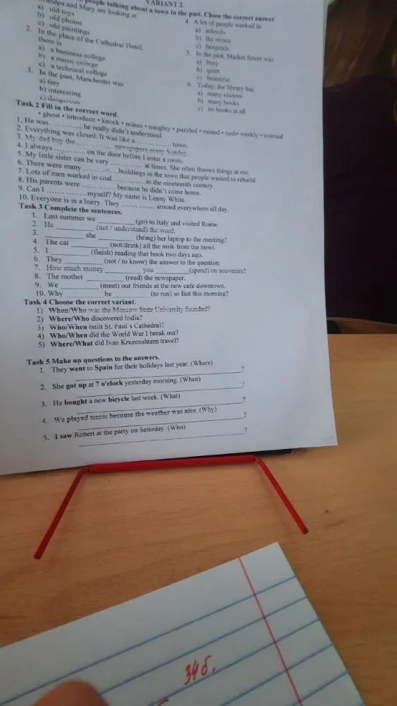 Task 2 Fill in the correct word. Task 3 Complete the sentences. Task 4 Choose the correct variant. Task 5 Make up questions to the answers.