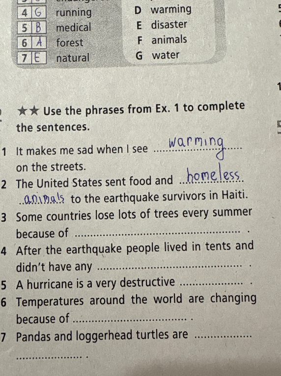 Use the phrases from Ex. 1 to complete the sentences.