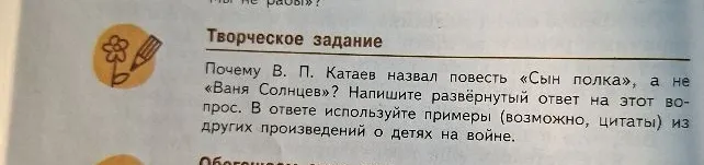 Почему В. П. Катаев назвал повесть «Сын полка», а не «Ваня Солнцев»? Напишите развёрнутый ответ на этот вопрос.
