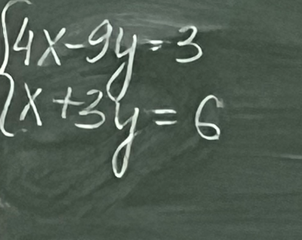 Решите систему уравнений: 4x - 9y = 3; x + 3y = 6