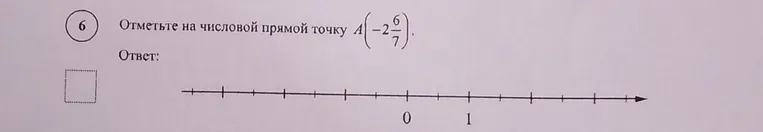 Отметьте на числовой прямой точку A(-2 6/7).