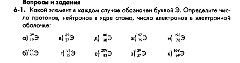 Какой элемент в каждом случае обозначен буквой Э. Определите число протонов, нейтронов в ядре атома, число электронов в электронной оболочке.