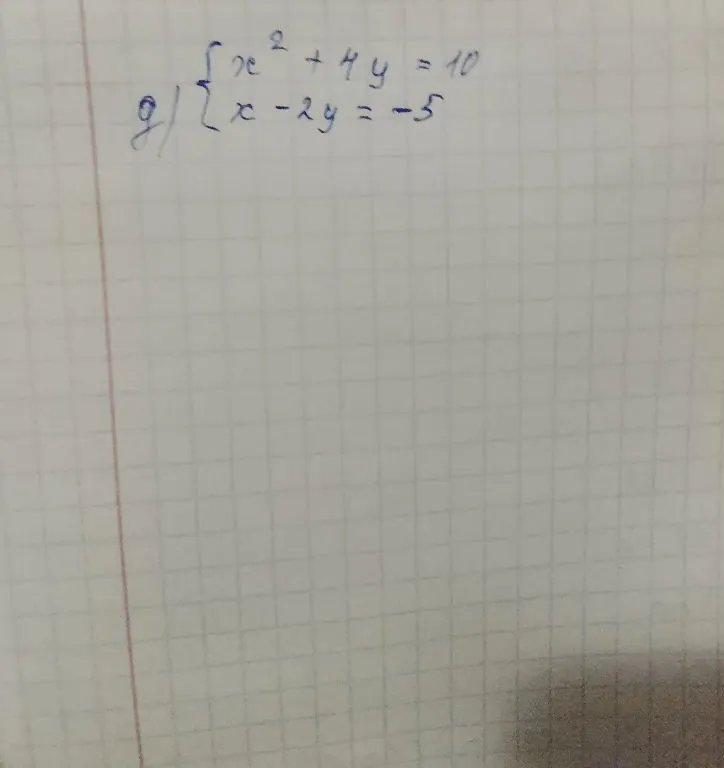 Решите систему уравнений: x^2 + 4y = 10; x - 2y = -5