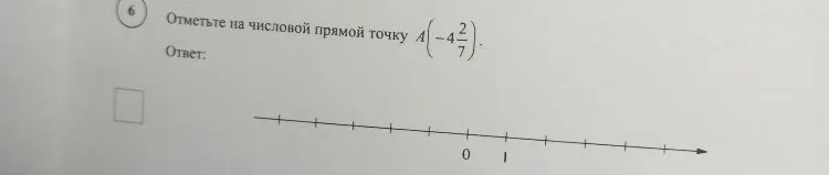 Отметьте на числовой прямой точку A(-4 2/7)