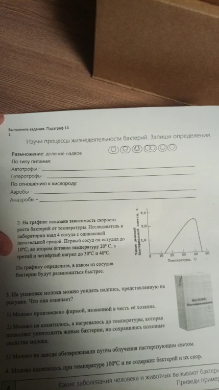 Изучи процессы жизнедеятельности бактерий. Запиши определения.