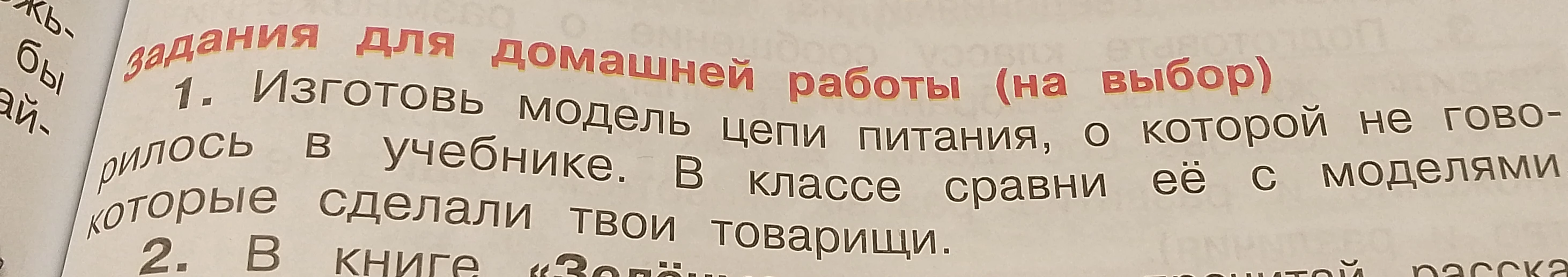Изготовь модель цепи питания, о которой не говорилось в учебнике.