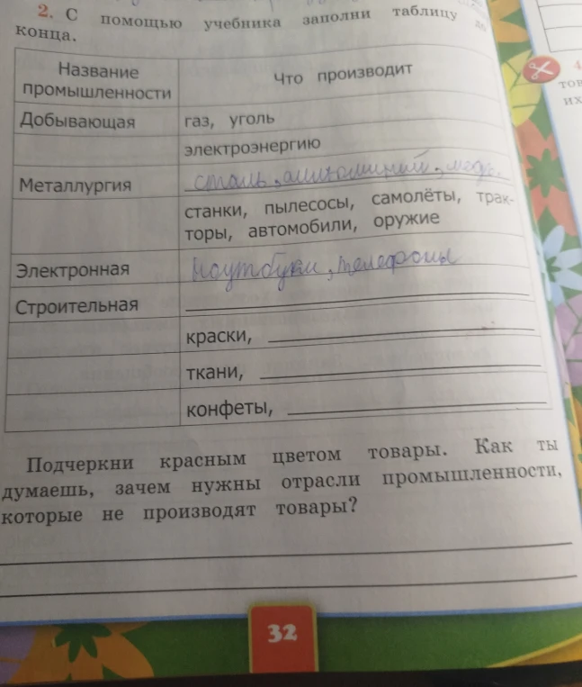 С помощью учебника заполни таблицу до конца.