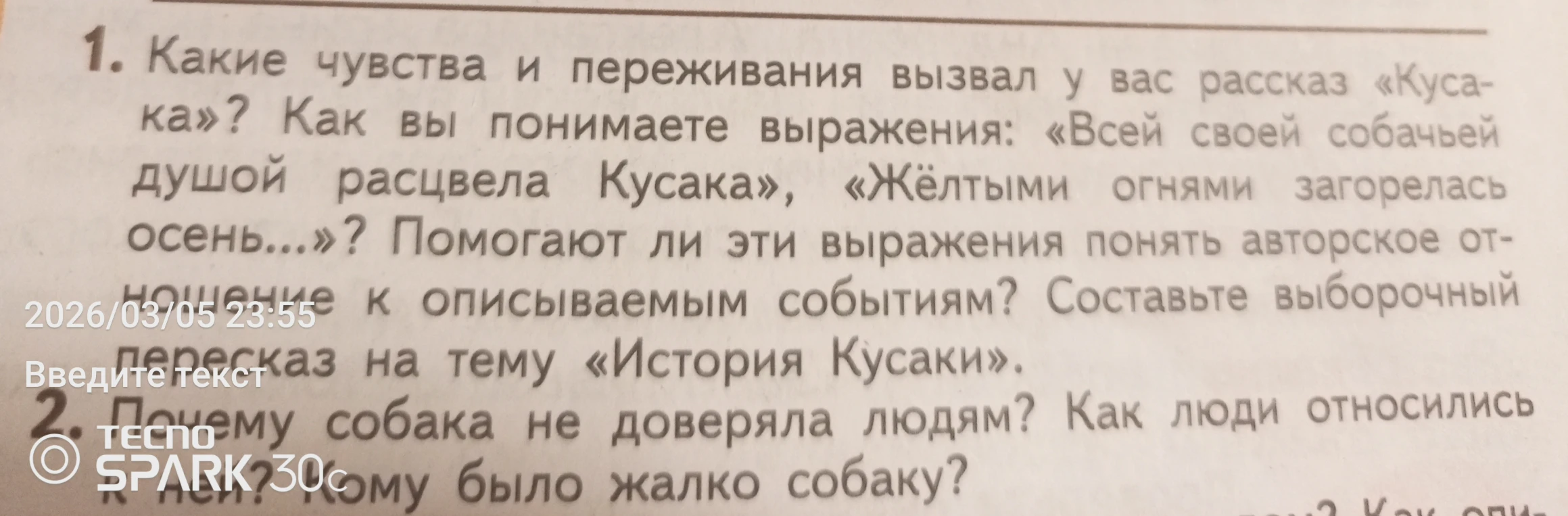 Какие чувства и переживания вызвал у вас рассказ «Кусака»? Как вы понимаете выражения: «Всей своей собачьей душой расцвела Кусака», «Жёлтыми огнями загорелась осень...»?