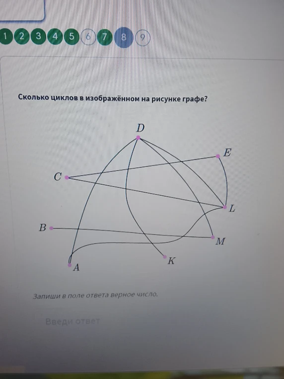 Сколько циклов в изображённом на рисунке графе?
