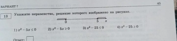 Укажите неравенство, решение которого изображено на рисунке.