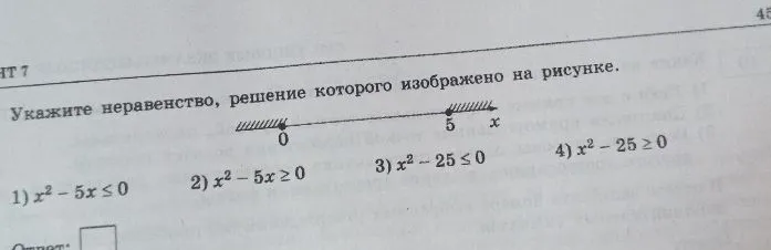 Укажите неравенство, решение которого изображено на рисунке.