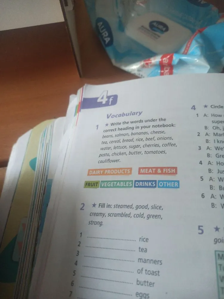Write the words under the correct heading in your notebook; Fill in ...