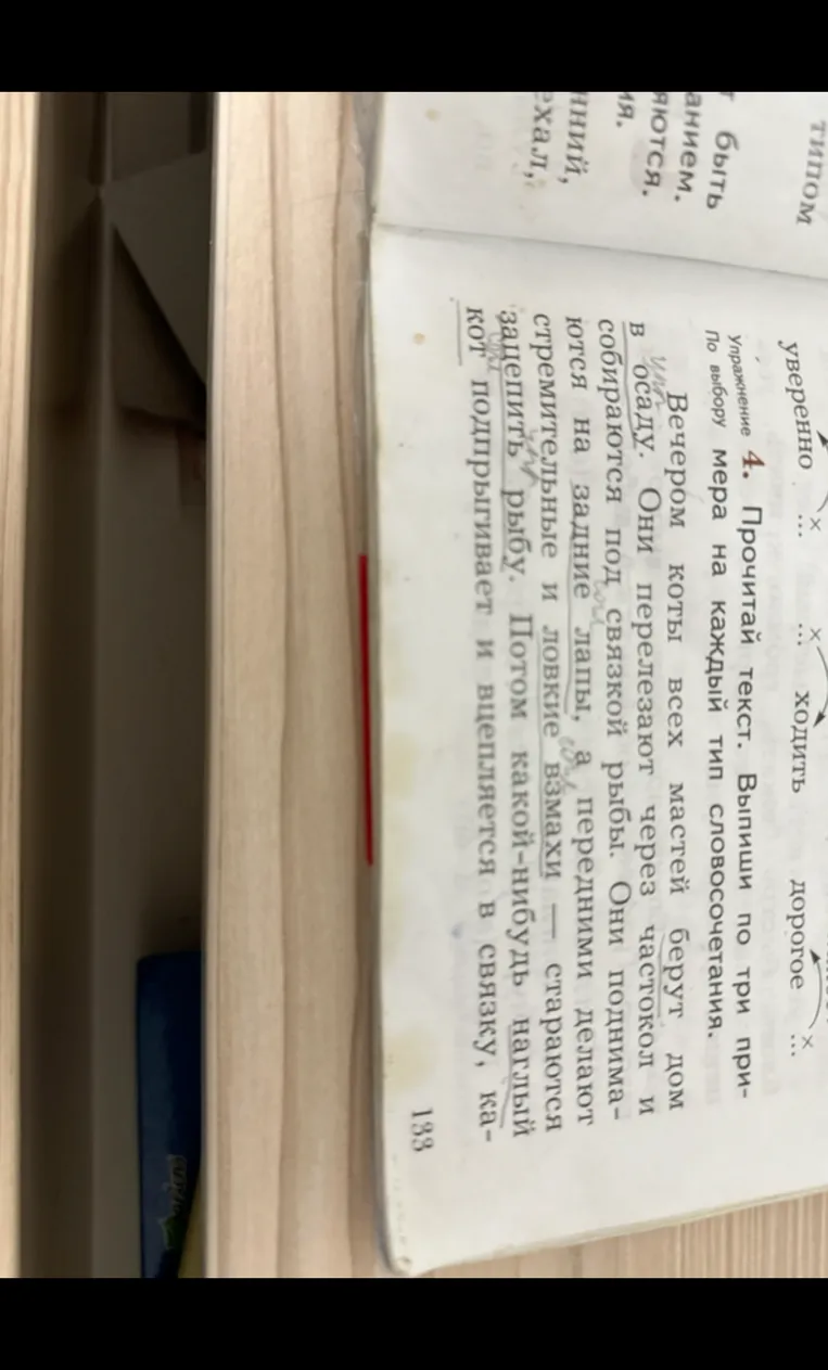 Упражнение 4. Прочитай текст. Выпиши по три примера на каждый тип словосочетания.