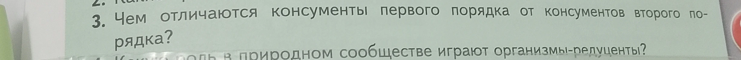 Чем отличаются консументы первого порядка от консументов второго порядка?