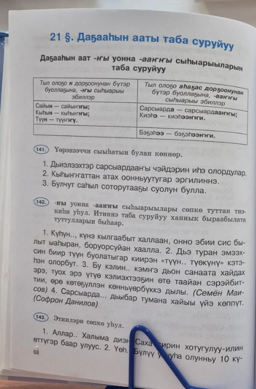 Даҕааһын аат -ҥы уонна -ааҥы сыһыарыыларын таба суруйуу